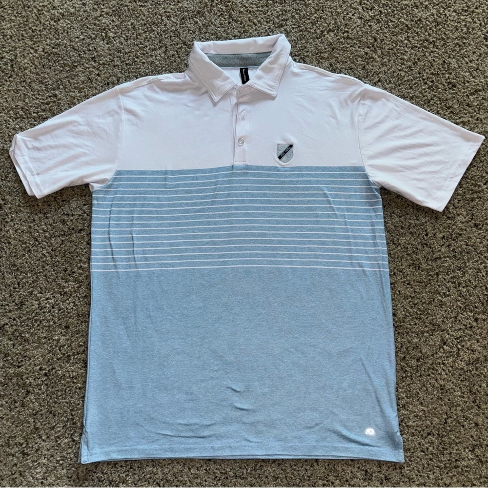 AndersonOrd Burroughs Polo Blue Fog Heather Size Large NWT